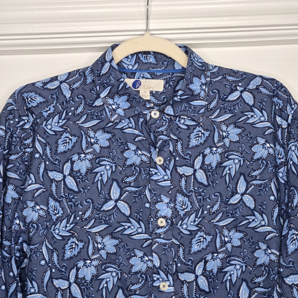 Boden Cutaway Collar Tropical‎ Floral Linen Mens Shirt Sz M M0797